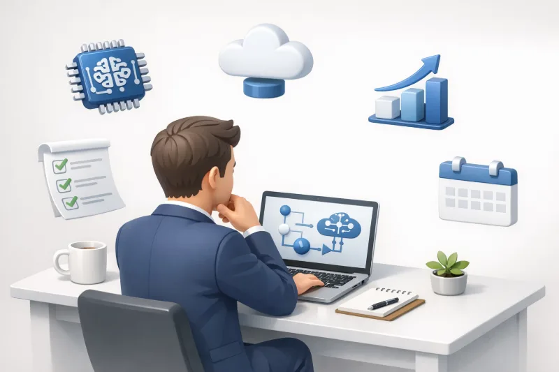 Підприємець планує впровадження ІІ в бізнес на ноутбуці