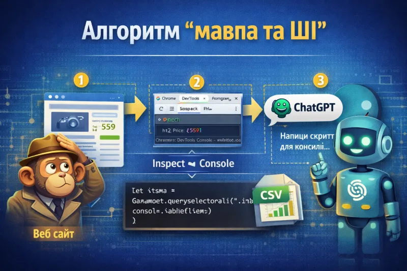 Алгоритм "мавпа та ШІ" в дії