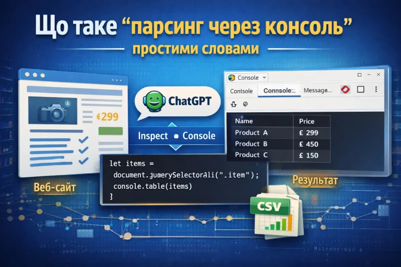 Парсинг через консоль в дії