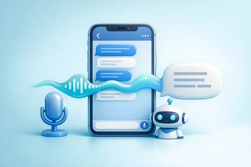 Смартфон з інтерфейсом Telegram, бот перетворює аудіо-нотатку на текст